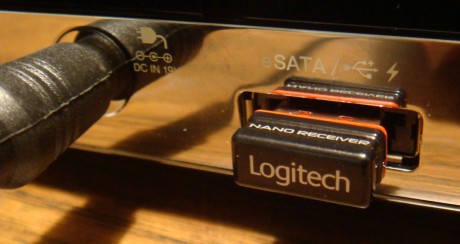 "Nano" receiver plugged into back of Toshiba