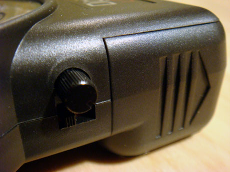 Left side close-up showing brightness control and left/right on/off switch