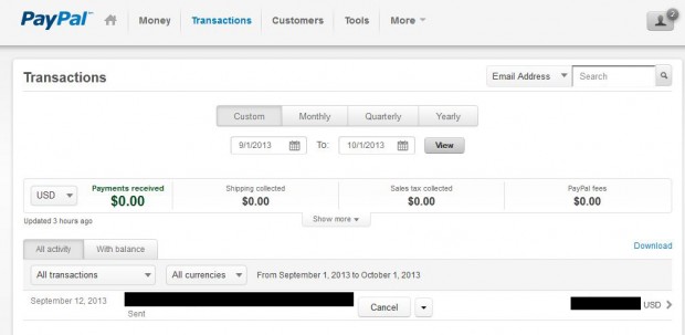paypal transactions